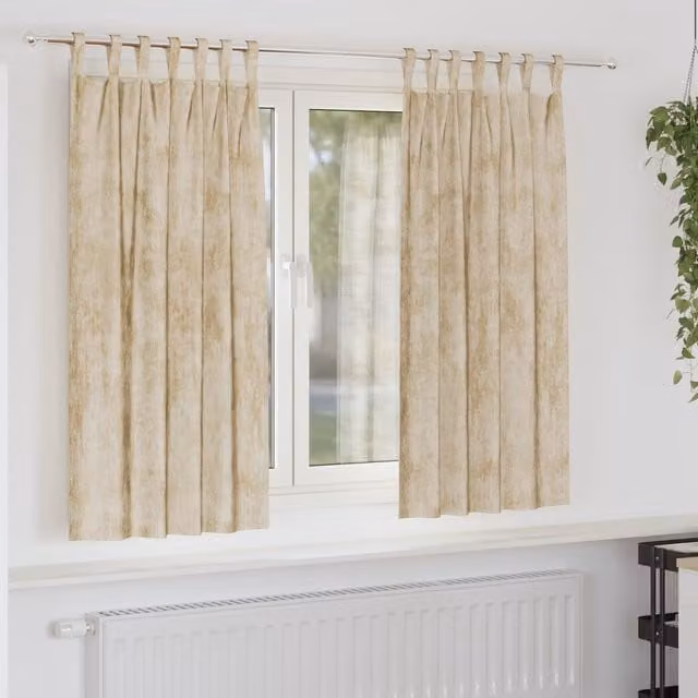 Berkfield Home Velvet Eyelet Curtains, 2 Pack, Beige, H 175 cm x W 140 cm