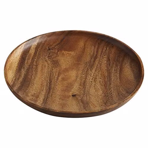 Premier Kora Large Round Acacia Wood Plate in Brown