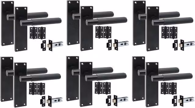 Golden Grace Matt Black Door Handle Set of 6