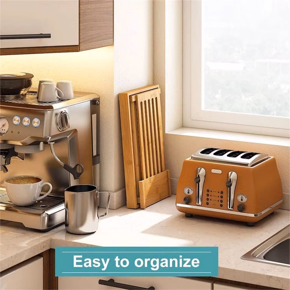 Nordara Adjustable Foldable Bamboo Bread Slicer Guide in Natural Brown, W: 100 cm, H: 15 cm, D: 15 cm – 4