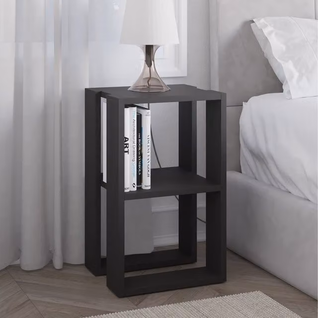 Decortie Lonie Modern Bedside Table in Anthracite Grey, W/D/H: 34 x 30 x 55 cm