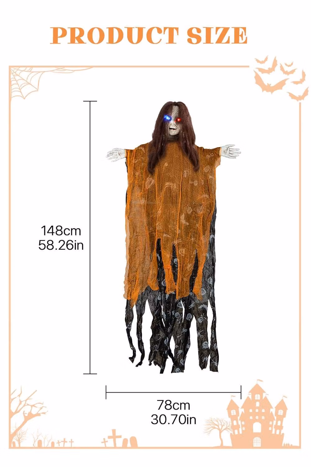 Garden Sanctuary Multicolour Hanging Ghost Textile Halloween Decoration – 4