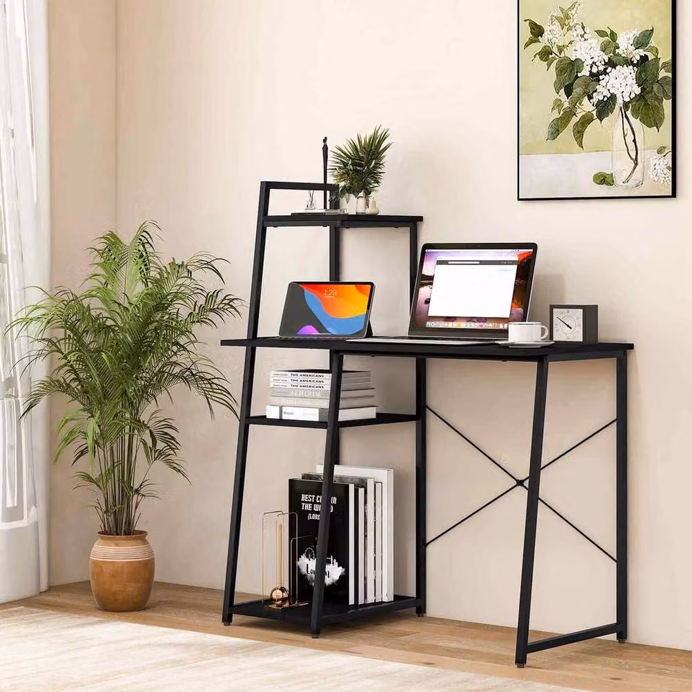 Kelvenix Modern Black Metal Writing Desk for Home Office, W/D/H: 125 x 50 x 77 cm – 4