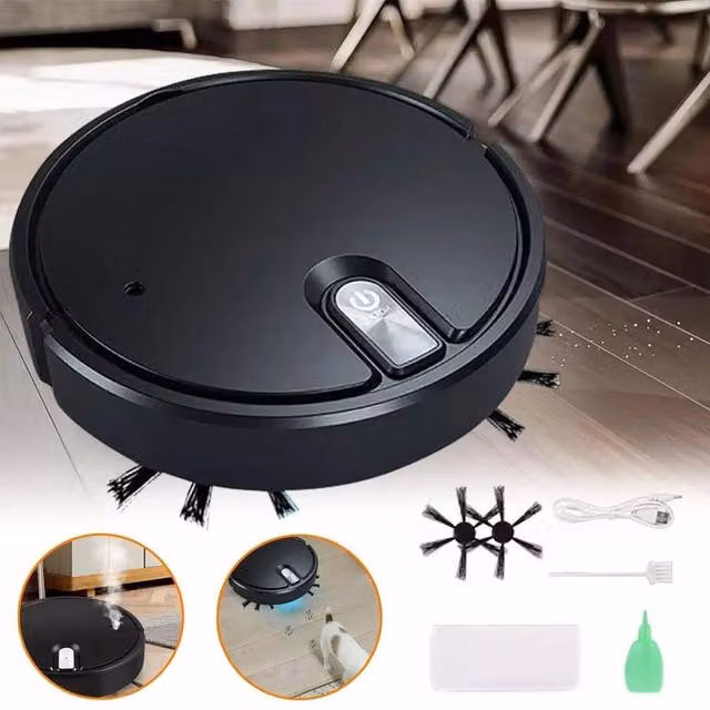 FLAVORA Rechargeable Auto Sweep Mop Robot Vacuum in Black