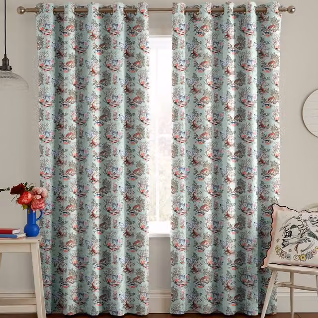 Cath Kidston Magical Kingdom Made to Measure Blackout Cotton Eyelet Curtains in Mint and Multicolour