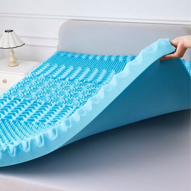 Blue 10cm Cooling 7 Zone Memory Foam Mattress Topper, Width: 180 cm