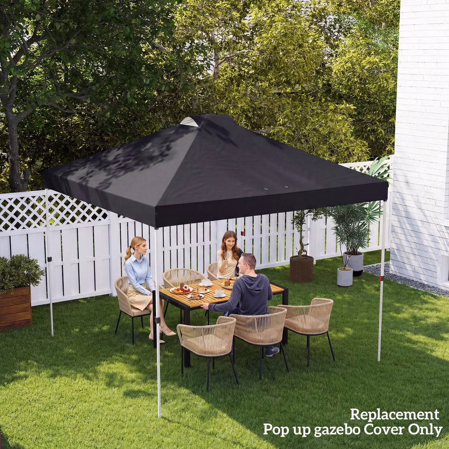 Outsunny Black Waterproof Pop Up Canopy Replacement Roof with UV50+ Protection and 8 Drainage Holes, W x D: 3 x 3 m – 9