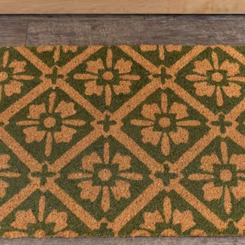 Melody Maison Green Geometric Tile Print Coir and Rubber Door Mat, W: 61.0 cm, D: 40.5 cm, H: 1.5 cm – 3