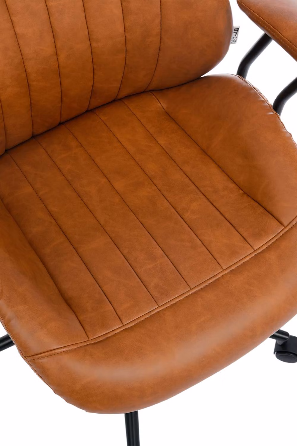 Garden Sanctuary Mid-Century Modern Brown Synthetic Leather Office Chair with Castors – 2