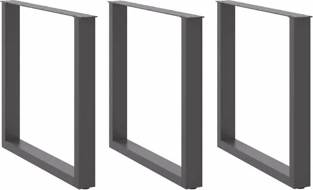Berkfield Home U-Shaped Steel Coffee Table Legs, 3 Pieces, Anthracite Black, H: 72.5 cm x W: 90 cm