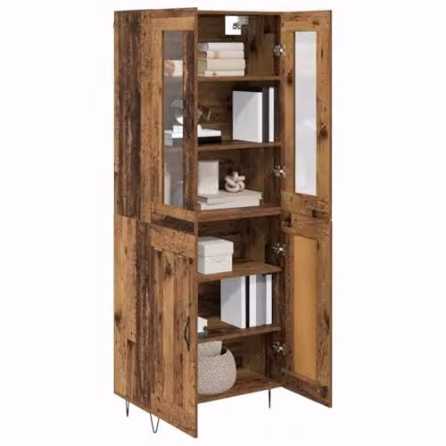 vidaXL Modern Highboard in Old Wood and Brown, W/D/H: 69.5 x 34 x 90 cm