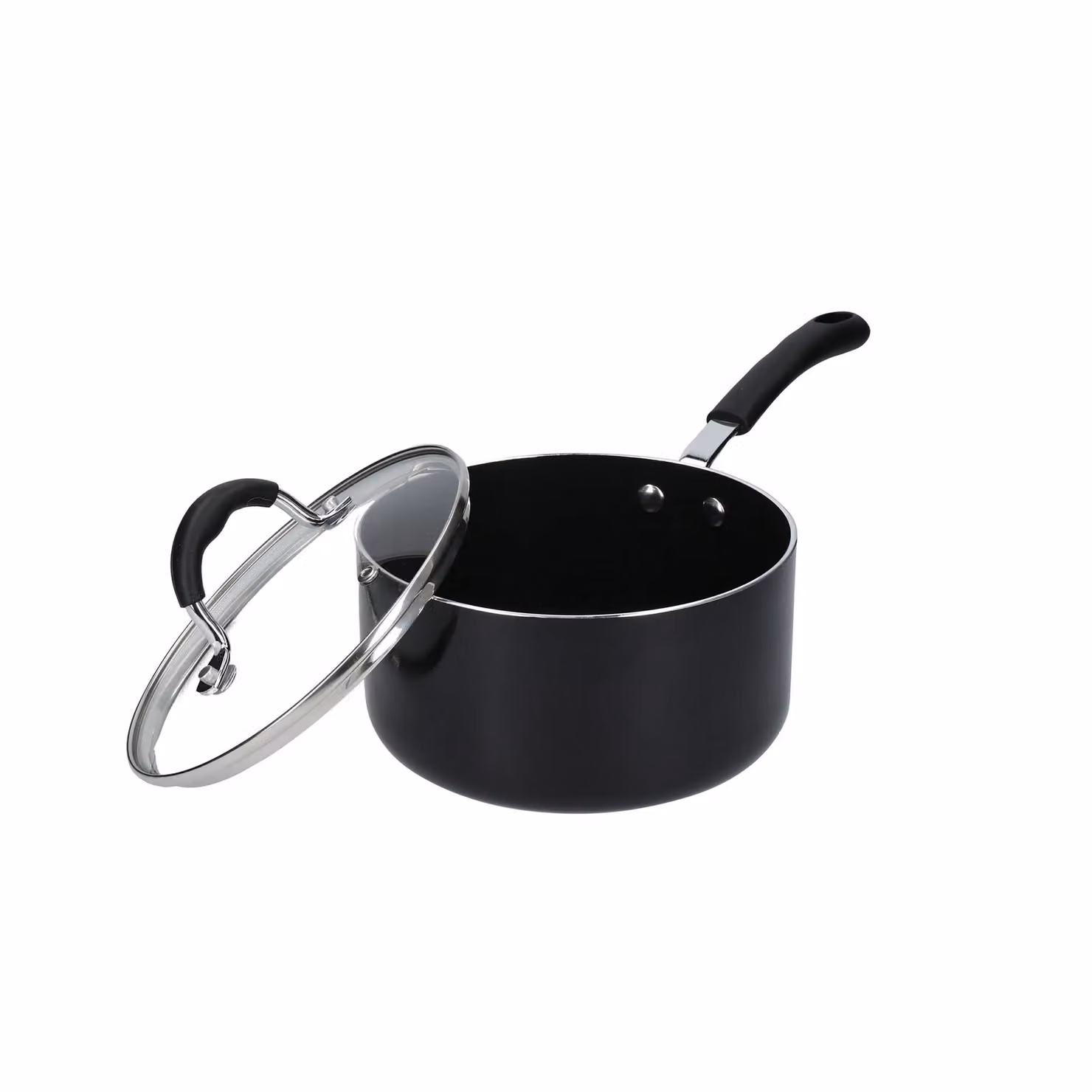 MasterClass Non-Stick Heavy Duty 18cm Saucepan with Glass Lid, Black – 3