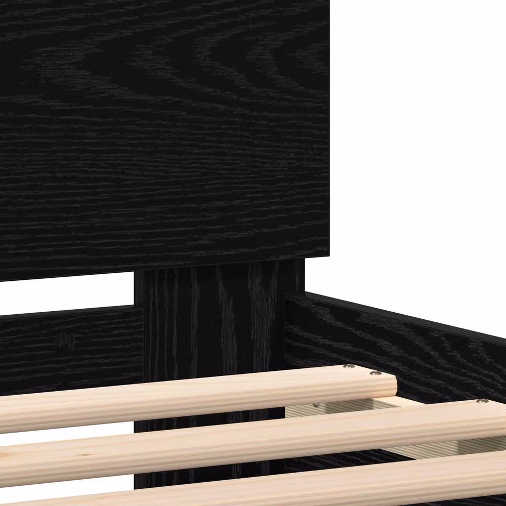 Berkfield Home Modern Bed Frame with Under-Bed LED Lighting in Black Oak, Engineered Wood, W: 75 cm x L: 190 cm – 7