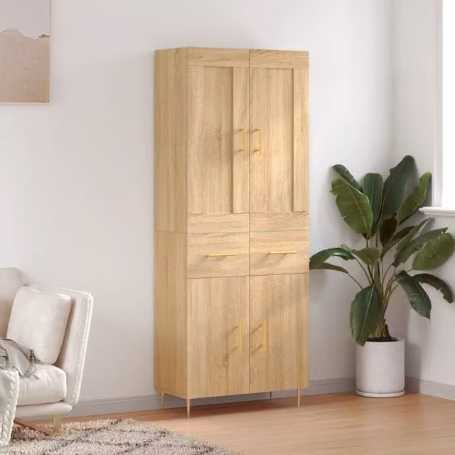 Berkfield Home Sonoma Oak Highboard in Brown, W: 69.5 cm, D: 34 cm, H: 180 cm