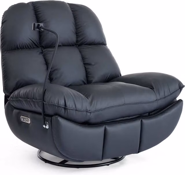 More4Homes Chicago Black Swivel and Rocker Auto Recliner Chair with Armrests