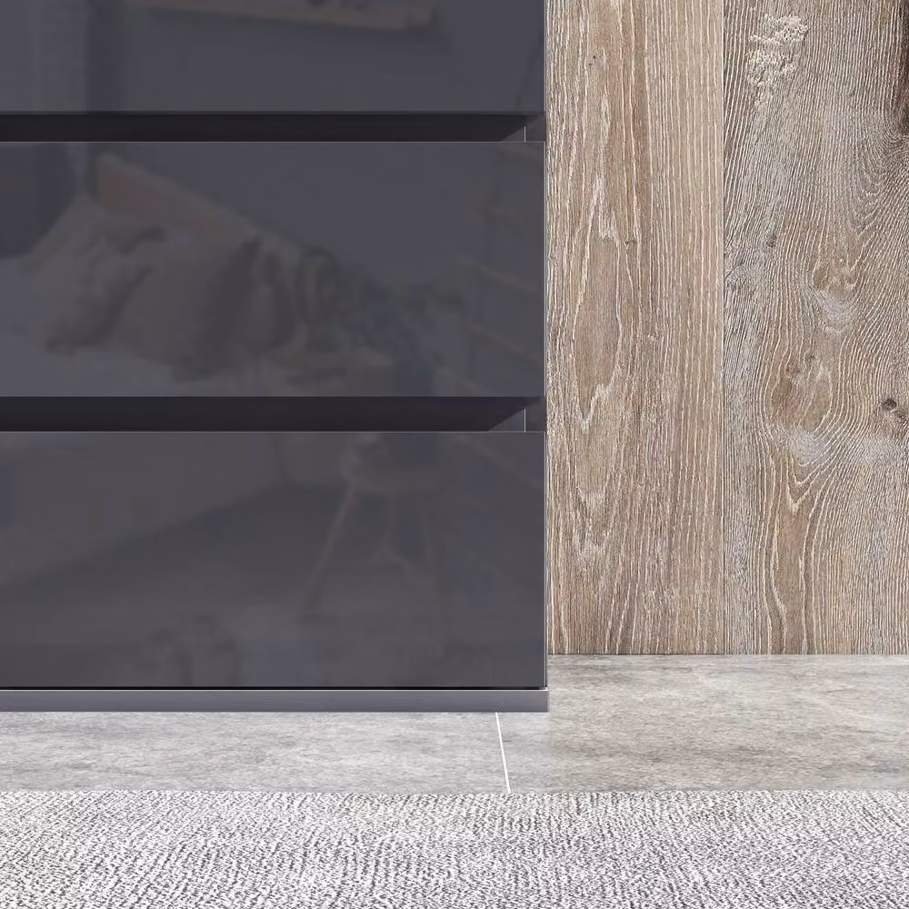 Wyld Haus Kevano Modern Grey High Gloss 5 Drawer Storage Chest with Soft Close Drawers – 7