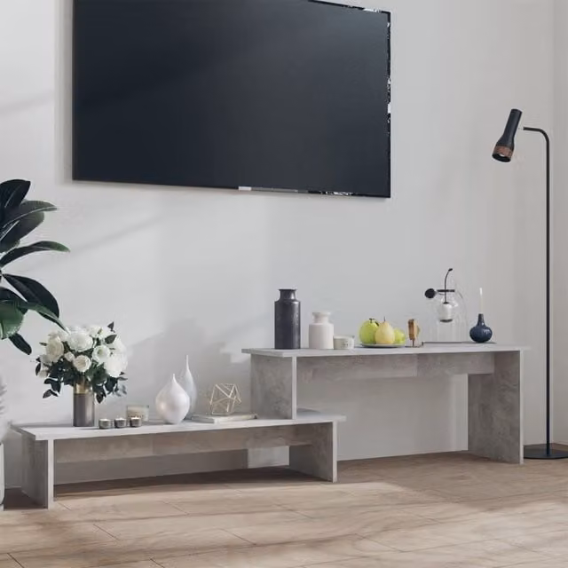 Berkfield Home Industrial TV Cabinet in Concrete Grey with Adjustable Shelves, W/D/H: 180 x 30 x 43 cm – 1