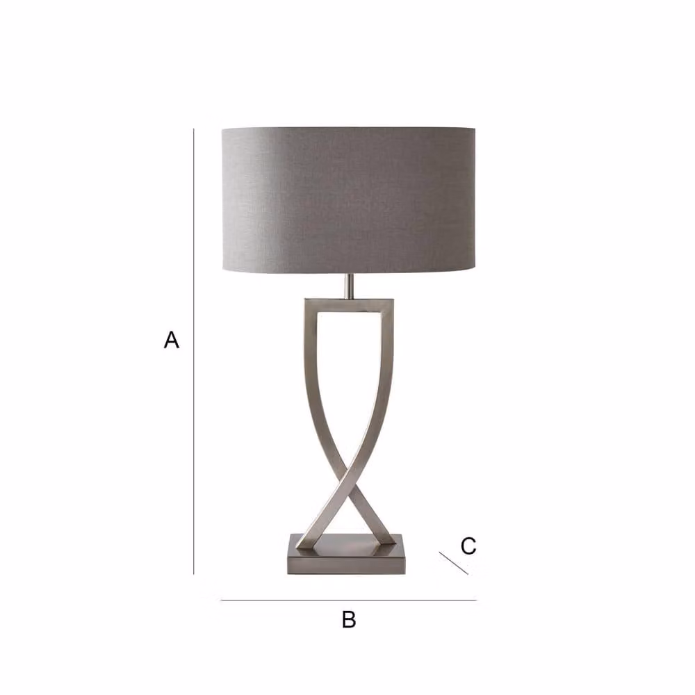 ValueLights Katniss Modern Chrome Table Lamp with Grey Fabric Lampshade and 4W Warm White LED Bulb – 3