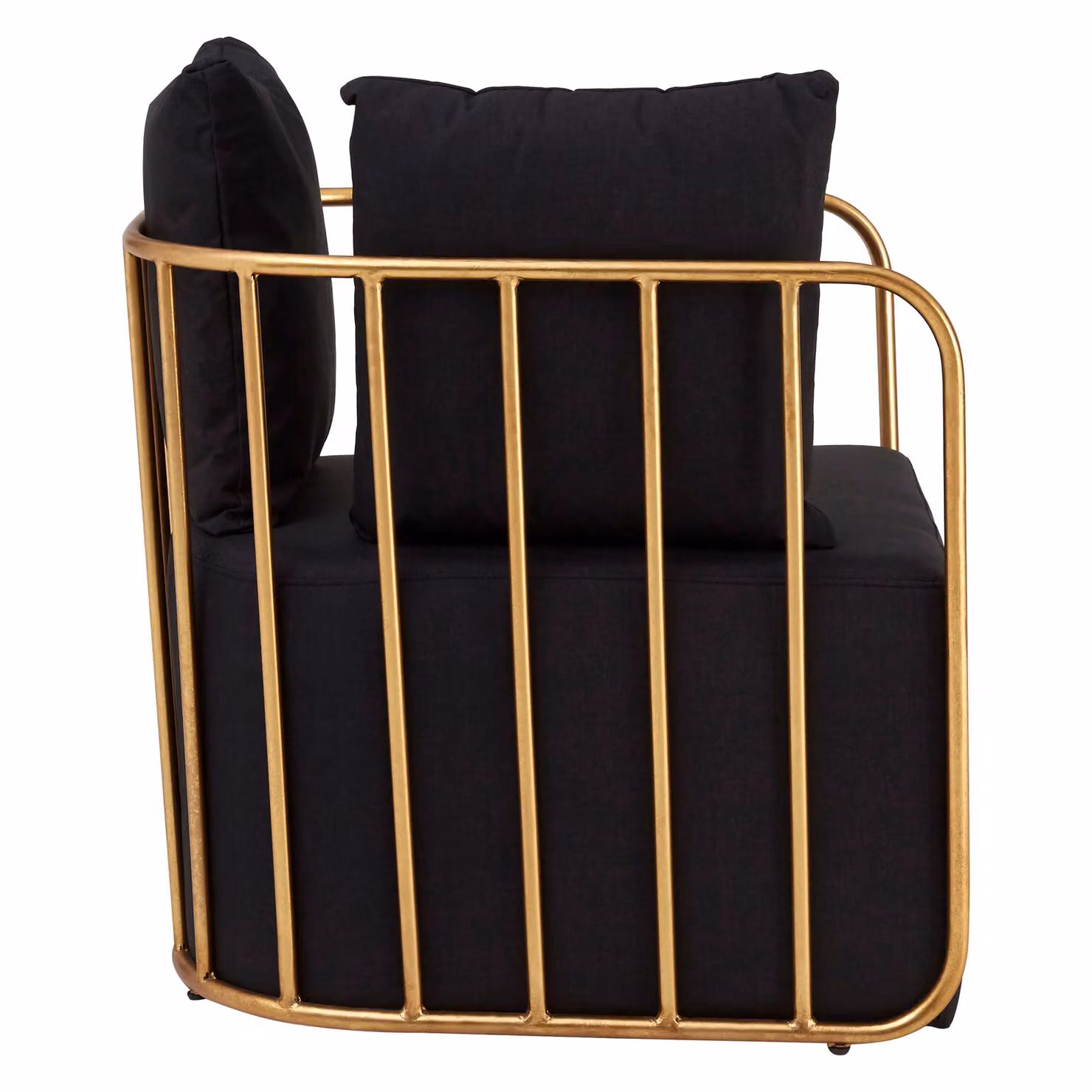 Orsina Accent Chair with Black Fabric Seat and Gold Metal Frame – 3