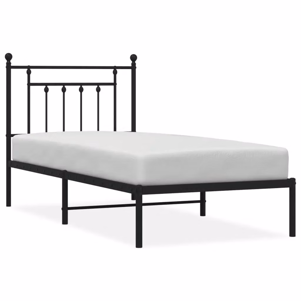 Berkfield Home Metal Bed Frame with Headboard in Black, W/D/H: 80 x 200 cm – 2