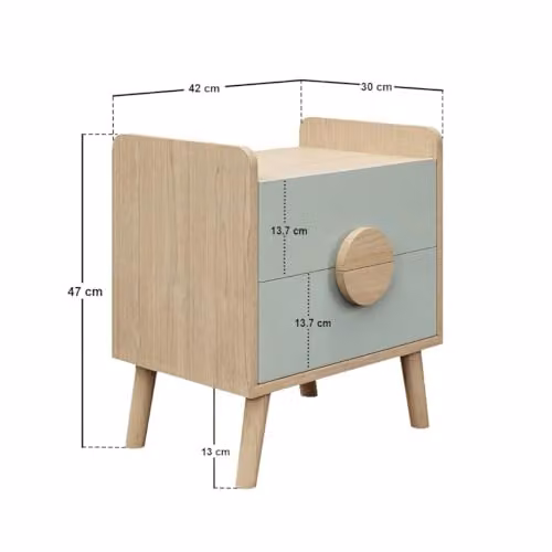 Flair Noah 2 Drawer Bedside Table Oak and Green – 2