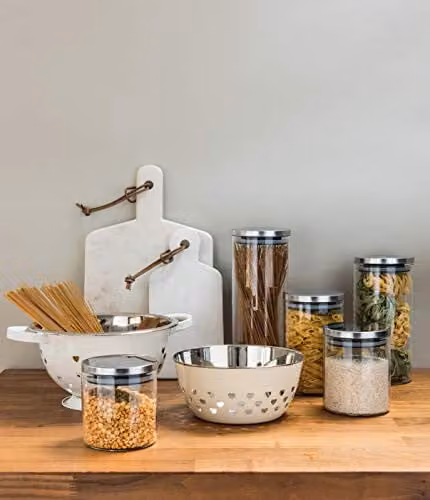 Orsina Freska Airtight Storage Jar, 550 ml, Transparent Glass with Silver Metallic Lid – 2
