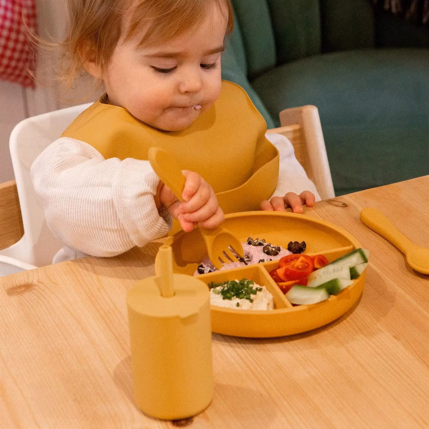 Tiny Dining Ergonomic Silicone Weaning Fork for Babies and Toddlers in Orange – 2