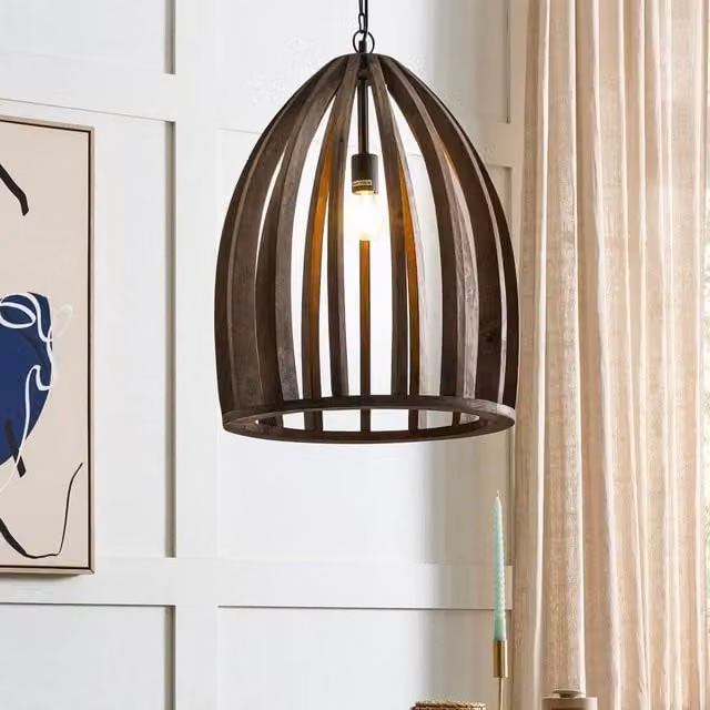 Wyld and Coco Brown Mango Wood Pendant Lamp