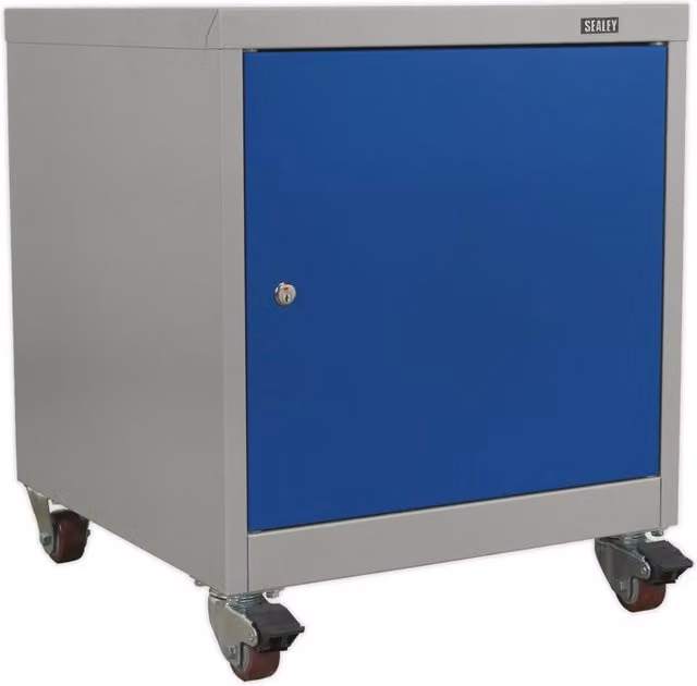 Loops Industrial Mobile Locker Cabinet in Blue with 1 Internal Shelf and Lock, H: 180 cm, W: 58 cm, D: 56.5 cm