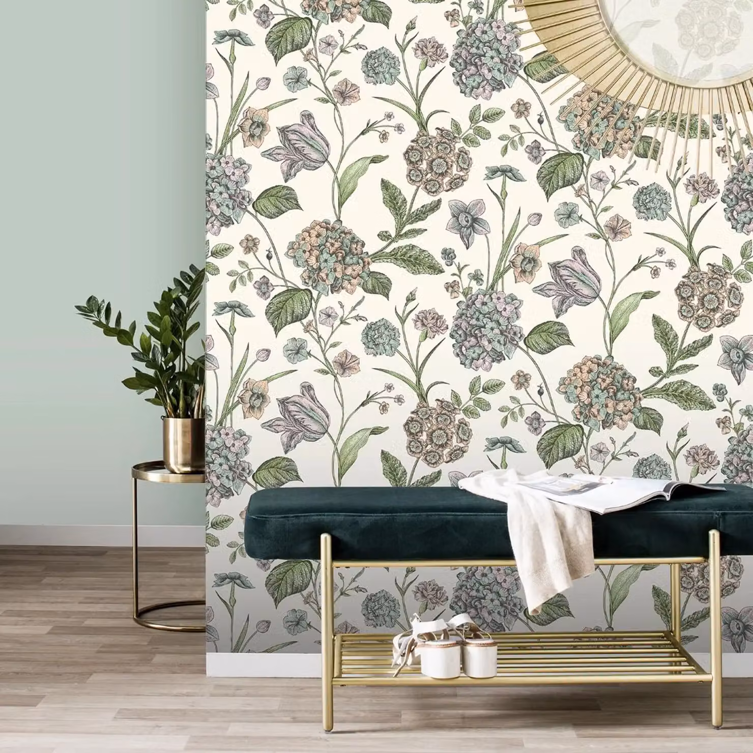 Rasch Amelie Hydrangea Botanical Floral Wallpaper in Multicolour Matt Paper – 2