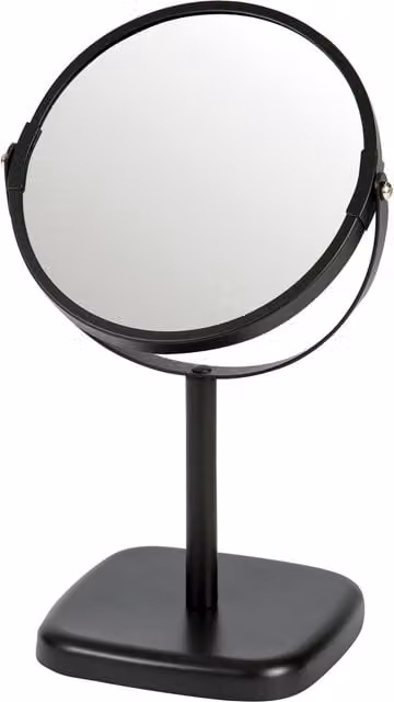 Showerdrape Capri Double Sided 2x Magnification Round Tabletop Vanity Mirror in Black