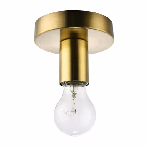 Happy Homewares Industrial Style Cylinder Ceiling or Wall Light Fitting in Gold/Brass, W/D/H: 12 x 8 x 12 cm