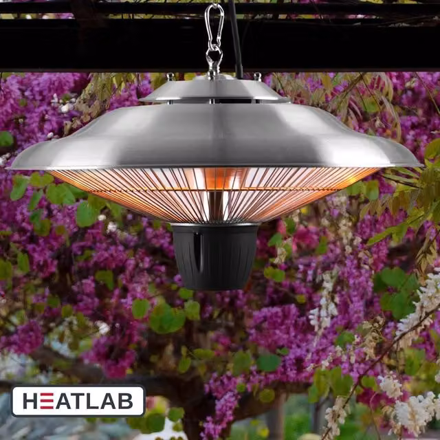 Primrose 3kW Wall Mounted Dual Halogen Infrared Electric Patio Heater - Silver
