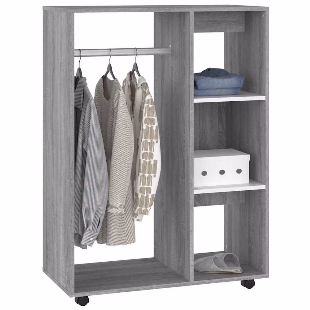 Berkfield Home Modern Grey Wardrobe with Internal Shelves and Hanging Rod, W/D/H: 80 x 40 x 110 cm – 3
