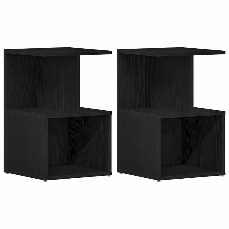 Berkfield Home Set of 2 Black Oak Nightstands, W/D/H: 35 x 35 x 55 cm