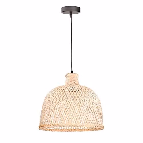 Netlighting Riba Rattan Dome Hanging Pendant Light, Brown, Diameter: 35 cm, E27, 40W – 1