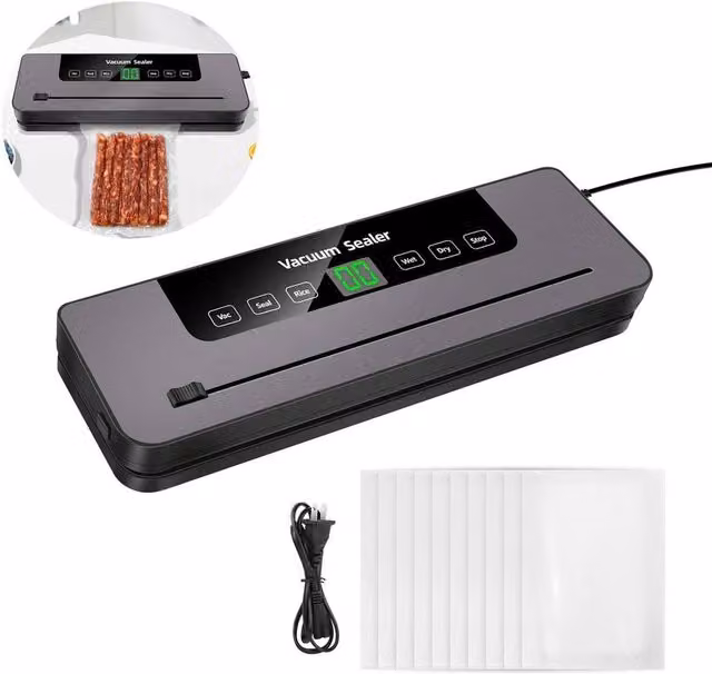 NESTLUNE 6 in 1 Vacuum Sealer Machine for Dry and Wet Food, Dark Grey – 1