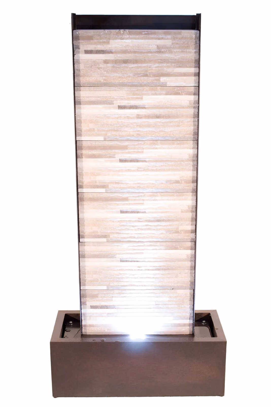 Primrose Beige Stone Brick Wall Water Feature with Zinc Lights, Height: 120 cm – 2