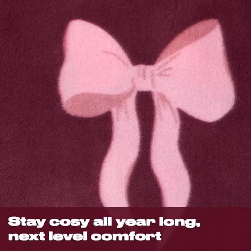 OHS Christmas Bow Print Fleece Throw Blanket, Burgundy, W/D/H: 120 x 150 cm – 3