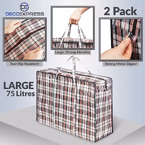 Deco Express Multicolour Laundry Bags, Pack of 2, 75L, W: 60 cm, D: 50 cm, H: 25 cm – 4