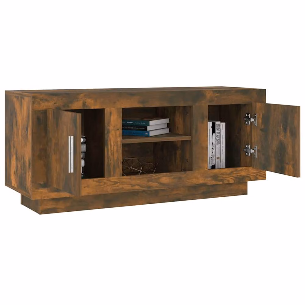 Berkfield Home Modern Smoked Oak TV Cabinet in Brown, W/D/H: 102 x 35 x 45 cm – 3