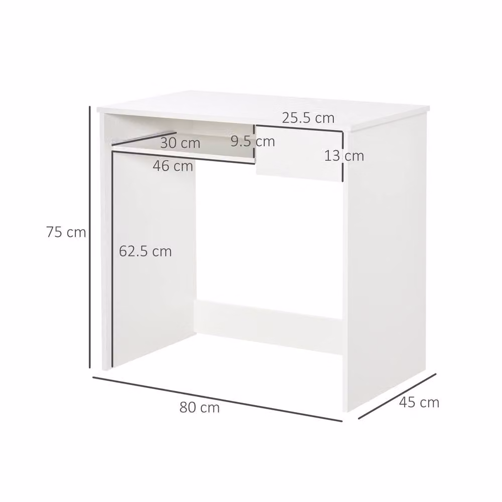STILVORA Modern Computer Desk with Keyboard Tray and Drawer, White, W/D/H: 120 x 60 x 75 cm – 4