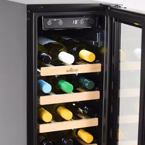 Willow W30WCSS 20 Bottle Under Counter Wine Cooler, 60L Built-In Wine Fridge with Touch Control Digital Display and Front Vented Cooling, Stainless Steel – 3