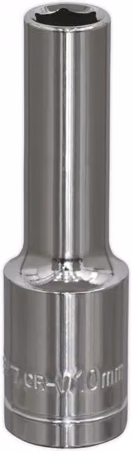 Loops 10mm Deep Drive Socket 1/2 inch Square Drive in Silver Chrome Plated Carbon Steel – 1