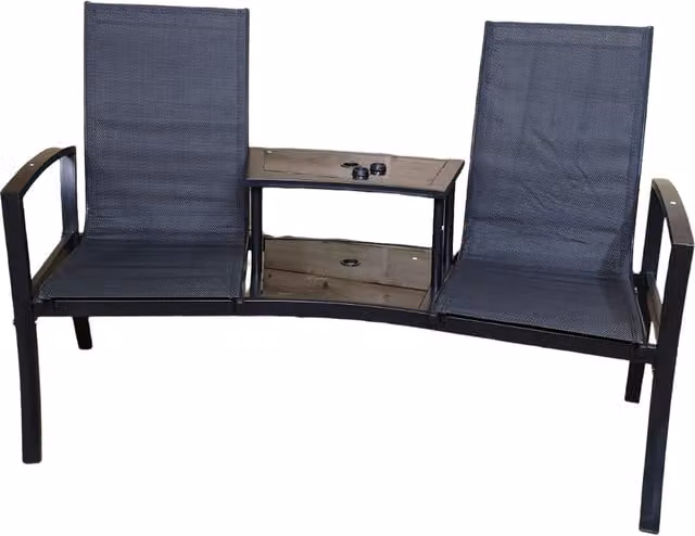 Suntime Havana Black Duo Love Seat Tete a Tete Garden Bench