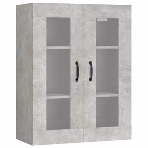 vidaXL Modern Hanging Wall Cabinet with Glass Doors in Grey, W/D/H: 69.5 x 34 x 90 cm