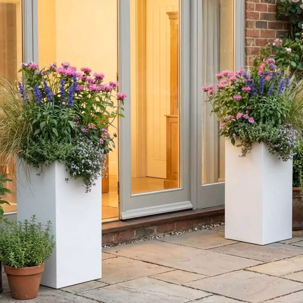Access Garden Products Matte White Galvanised Steel Tall Square Planter Tub, Height: 75 cm – 3