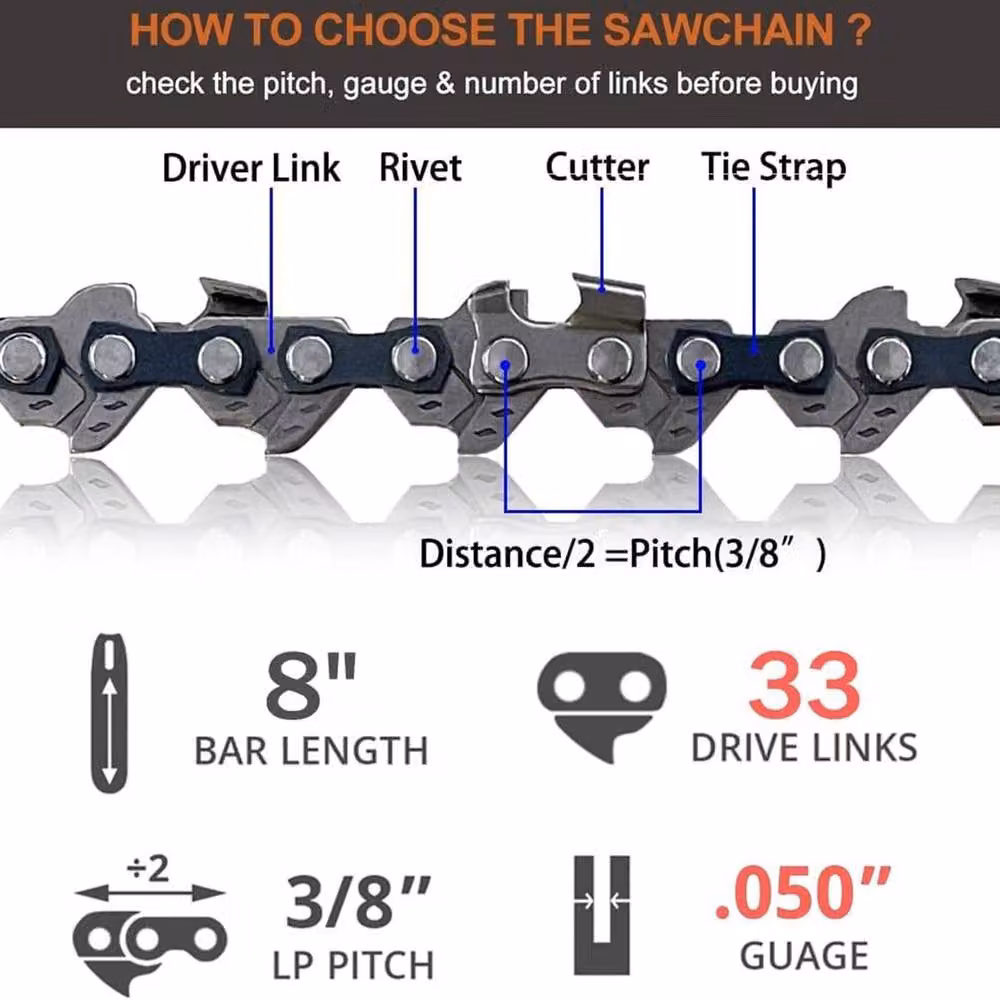 VOGREX Black and Silver Steel Chain Saw Chain for Mini Electric Wood Cutters – 2