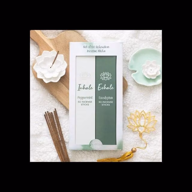 KDMD 2 Pack Inhale Exhale Peppermint and Eucalyptus Incense Sticks in Brown