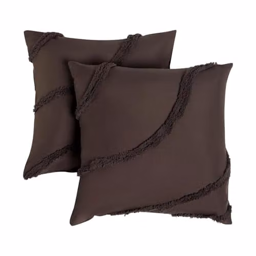 OHS Set of 2 Tufted Contour Square Cushion Covers, Brown, W/D/H: 45 x 45 x 45 cm